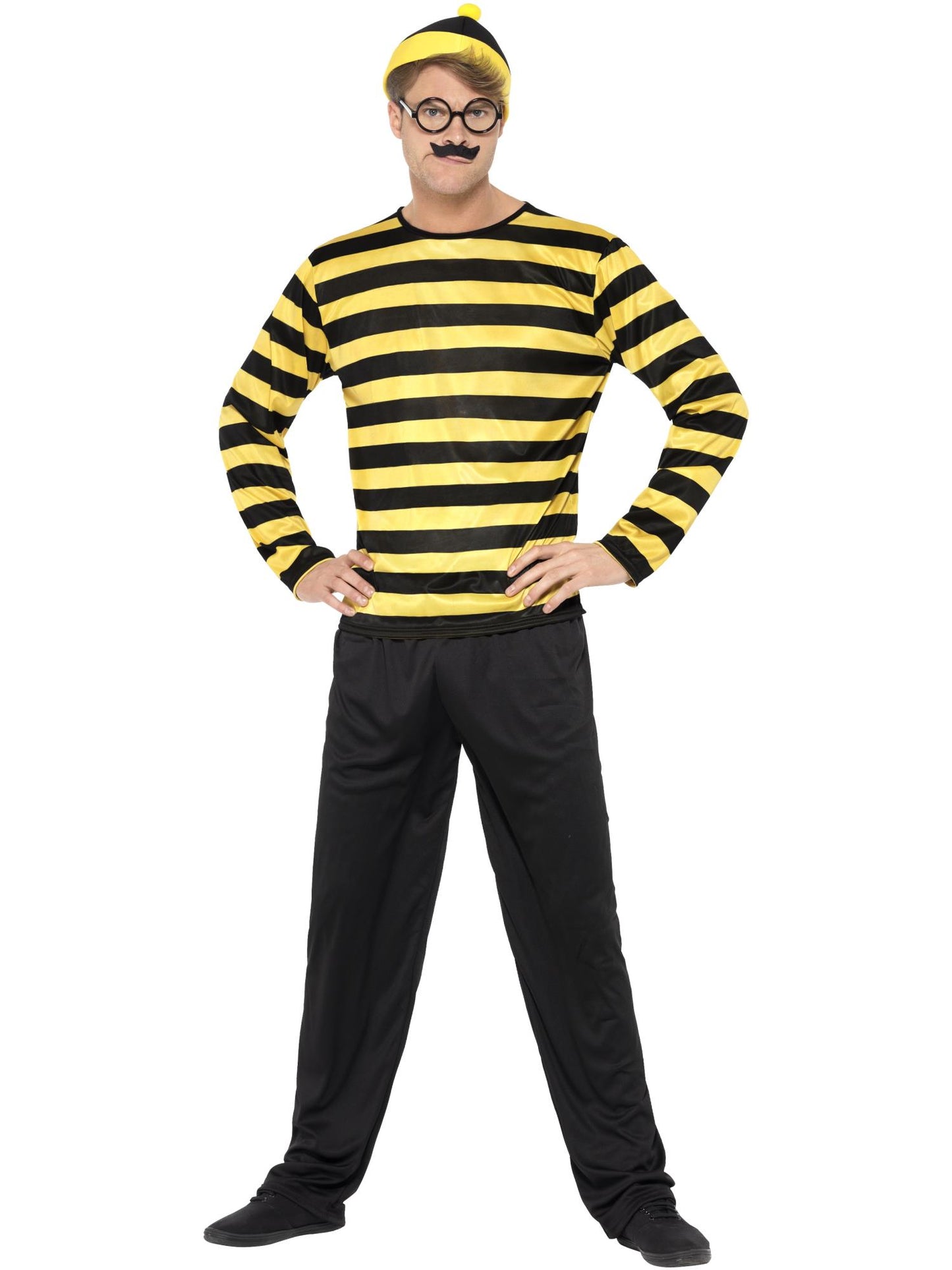 Smiffys Where's Wally? Odlaw Costume, Black & Yellow CS für Herren