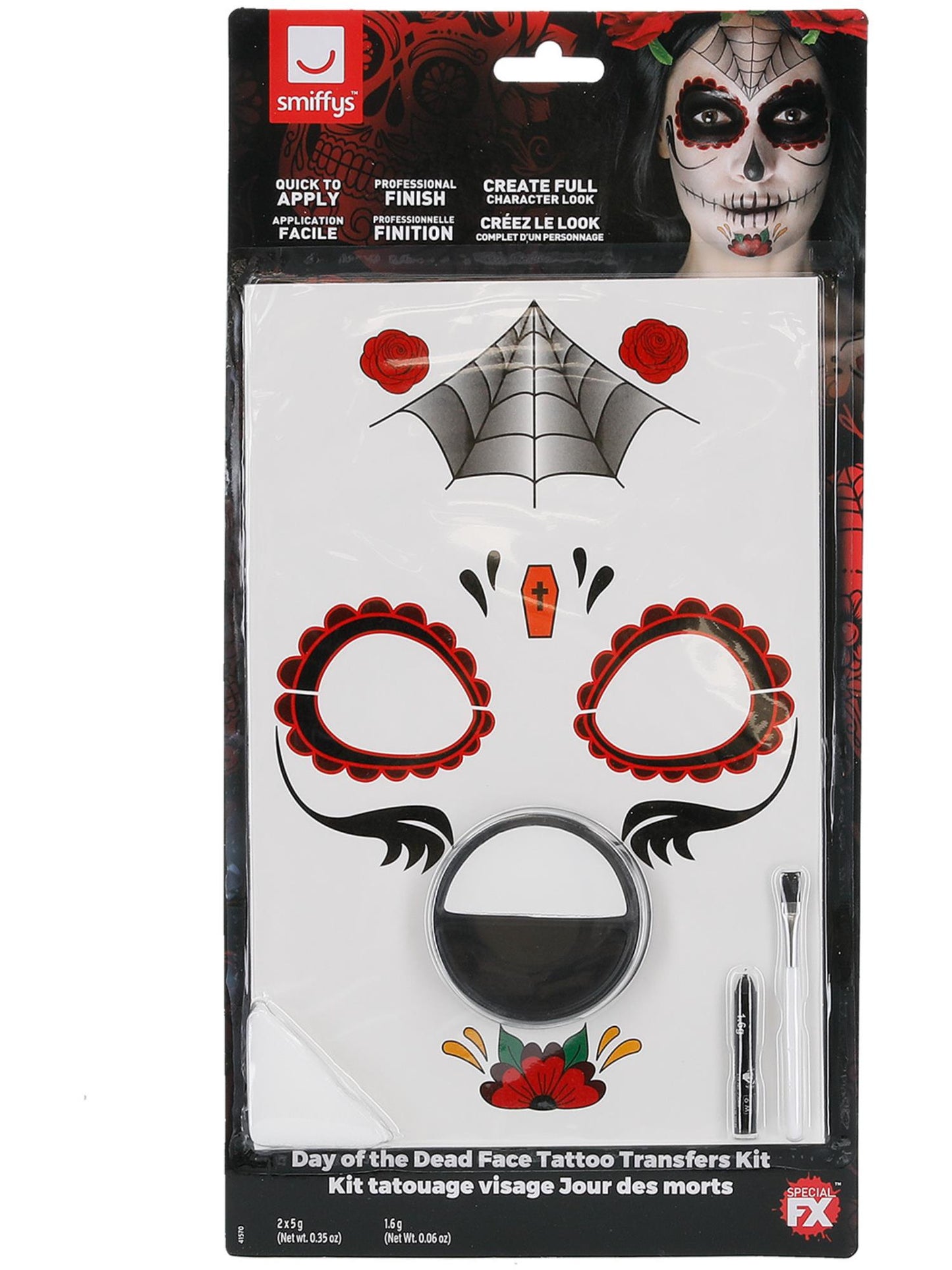 DAYDEAD Smiffys Make-Up FX, Day of the Dead Kit, Aqua, Red CD für Unisex