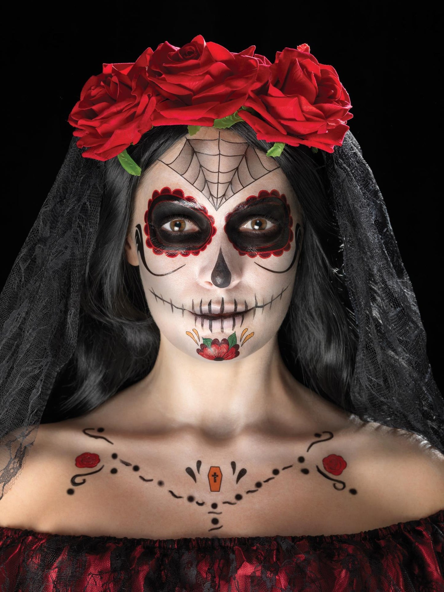 DAYDEAD Smiffys Make-Up FX, Day of the Dead Kit, Aqua, Red CD für Unisex
