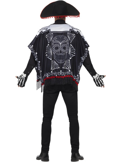 Smiffys DAYDEAD Day of the Dead Bandit Kostüm mit Poncho Sombrero und Handschuhen – Detailansicht