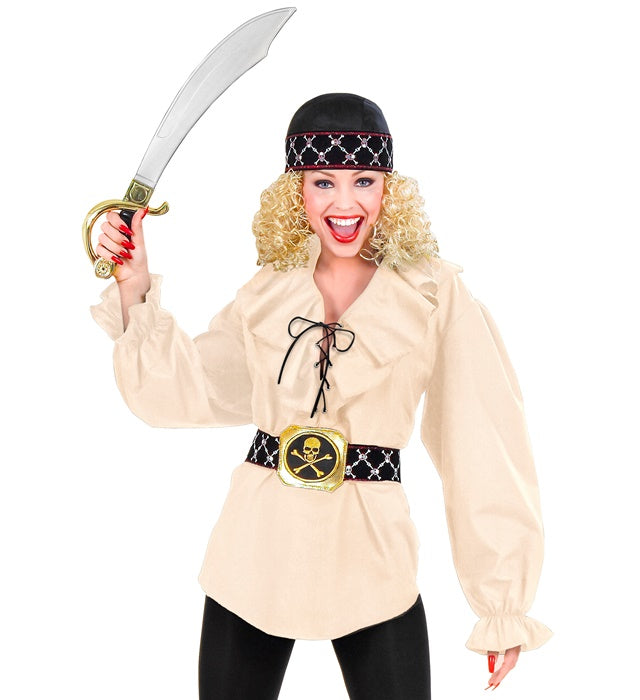 Beige Renaissance Bluse im Piratenstil für Fasnacht und Karneval
