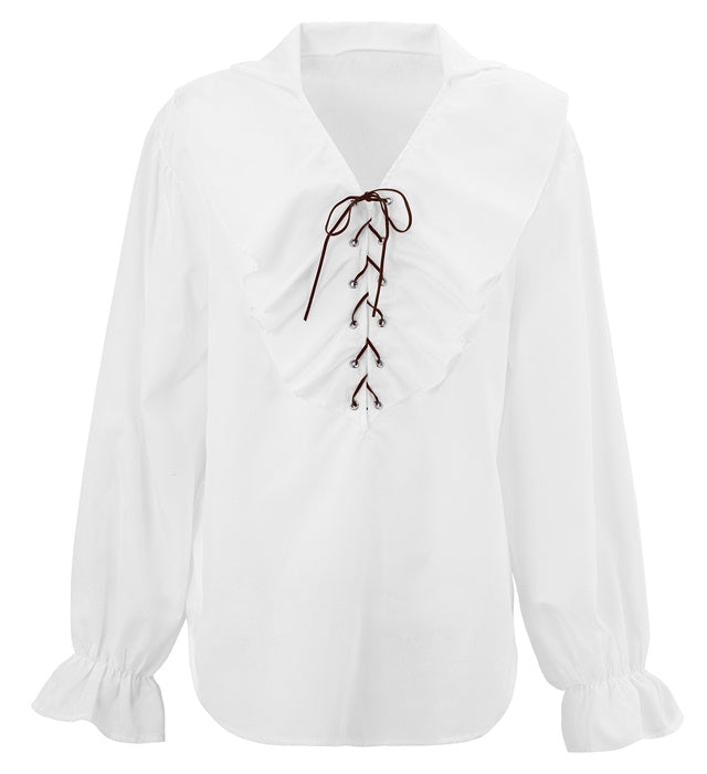 Weisse Renaissance Bluse im Piratenstil für Fasnachtkostüm