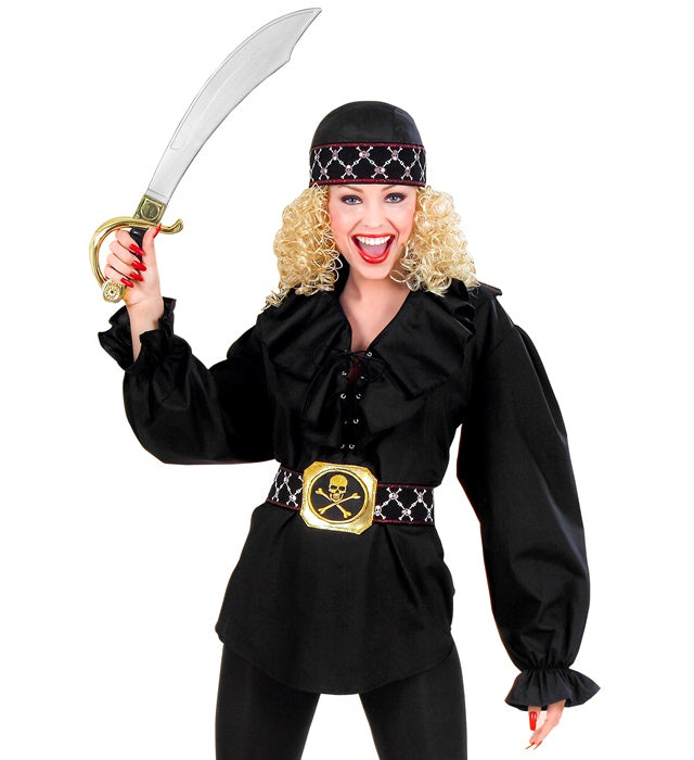 Schwarze Renaissance Bluse im Piratenstil für Fasnacht und Karneval