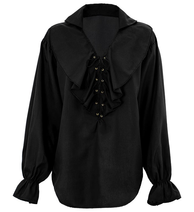 Schwarze Renaissance Bluse im Piratenstil für Fasnacht und Karneval