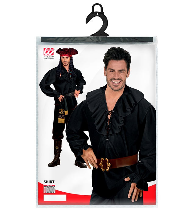 Schwarzes Renaissance Hemd im Piratenstil für Fasnacht-Kostüm