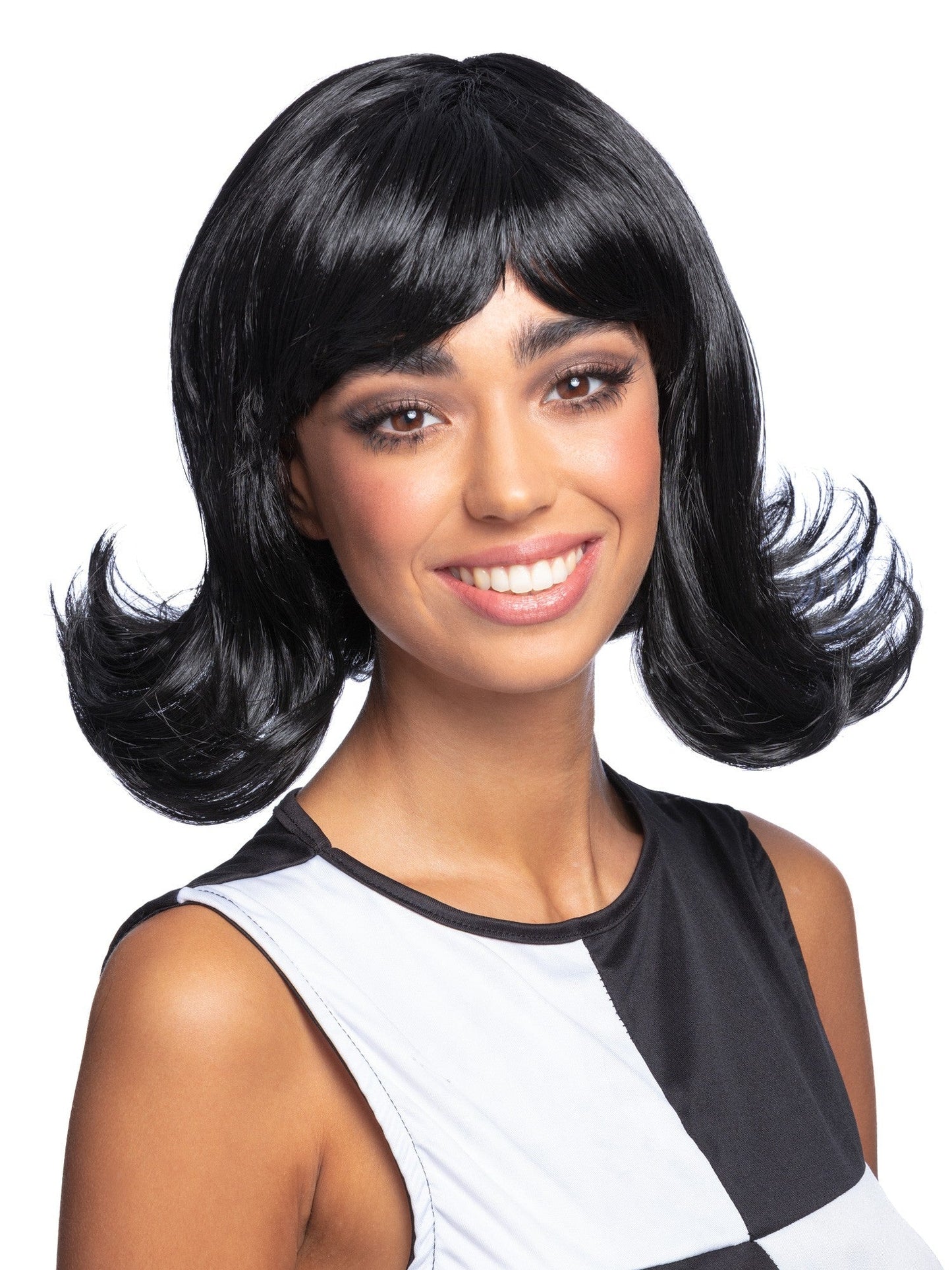 Smiffys 1960S 60s Flick-Up Wig, Black für Damen