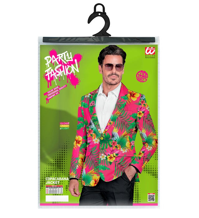 Neon Copacabana Party Jackett in leuchtendem Design für Fasnacht und Karneval