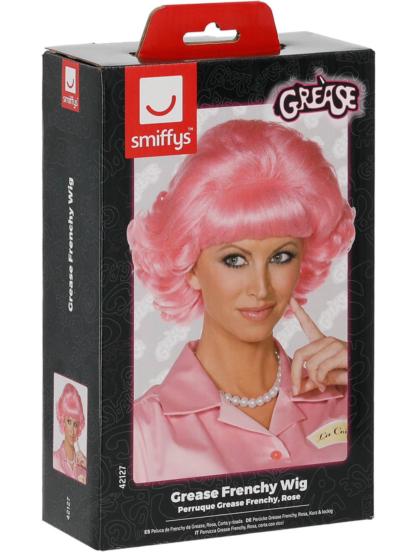 Smiffys Grease Frenchy Wig, Pink für Damen