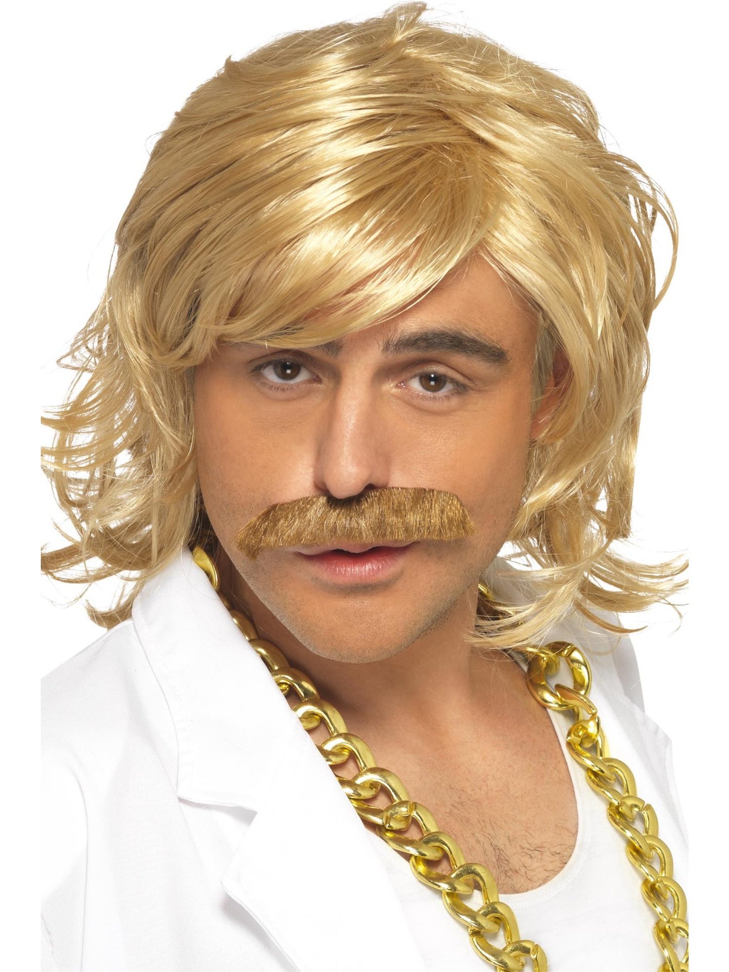 Smiffys Game Show Host Kit, Wig and Tash, Blonde für Herren