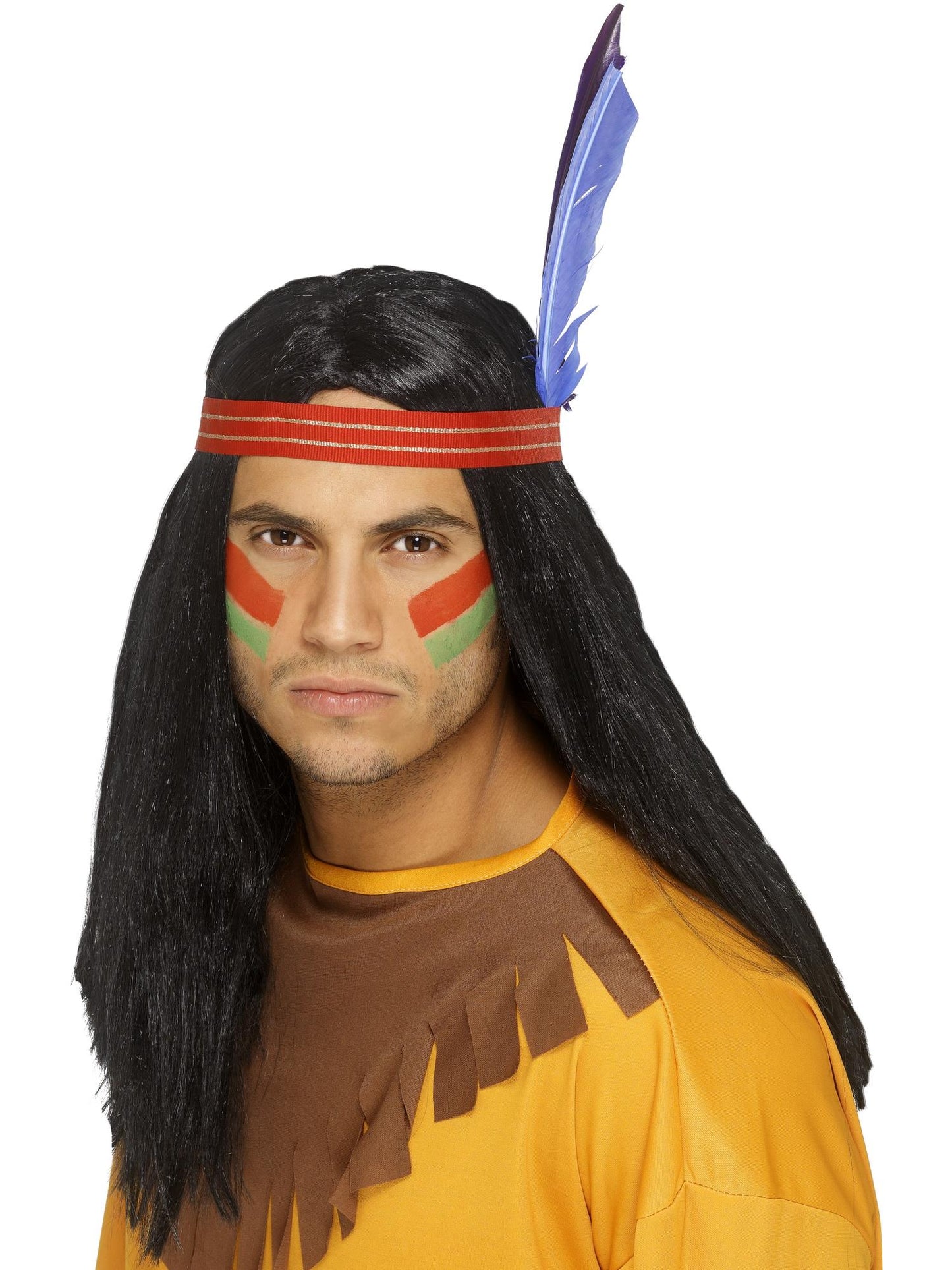 Smiffys Native American Inspired Brave Wig, Black für Herren