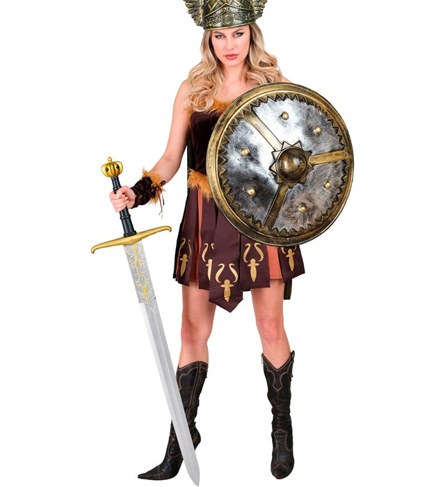 Königsschwert 122 cm auf weißem Hintergrund, detailreiches Fasnachts-Accessoire
