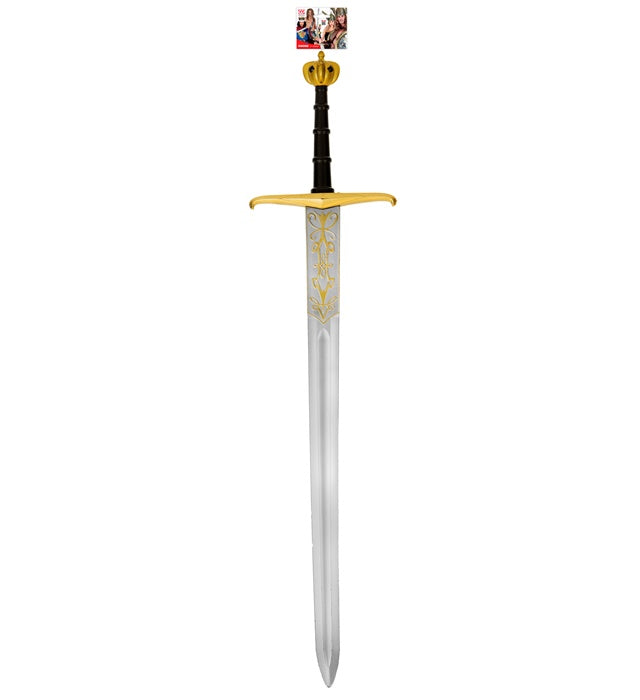 Königsschwert 122 cm auf weißem Hintergrund, detailreiches Fasnachts-Accessoire