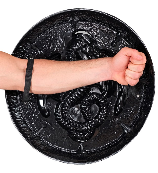 Drachenschild mit Griffen, 48 cm Durchmesser, Fasnachts- und Karnevalszubehör