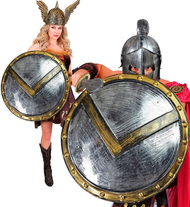 Spartanischer Schild mit Griffen, 60 cm Durchmesser, Kostümzubehör