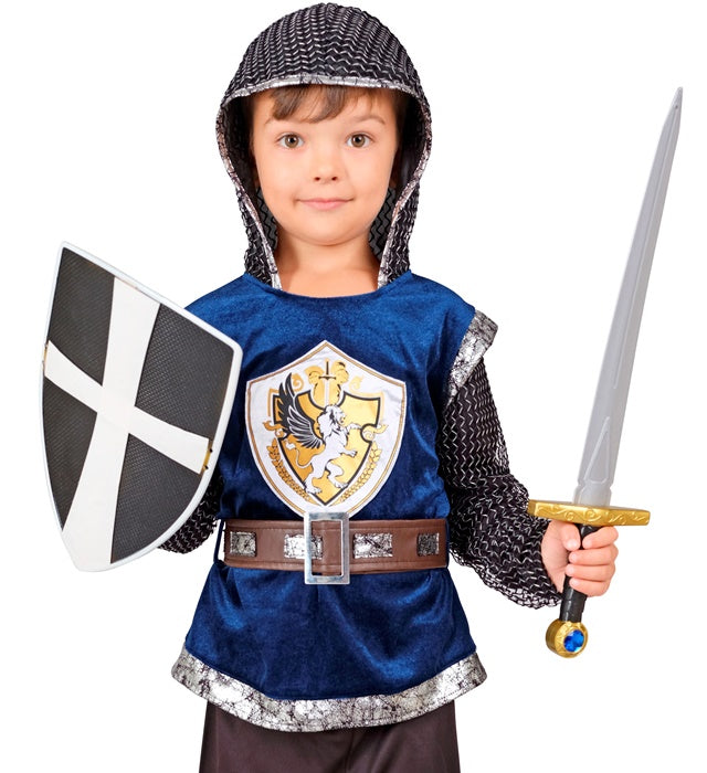 Schwarzes Kreuzritter Schild und Schwert Set mit 49 cm Schwert und 19 cm Schild