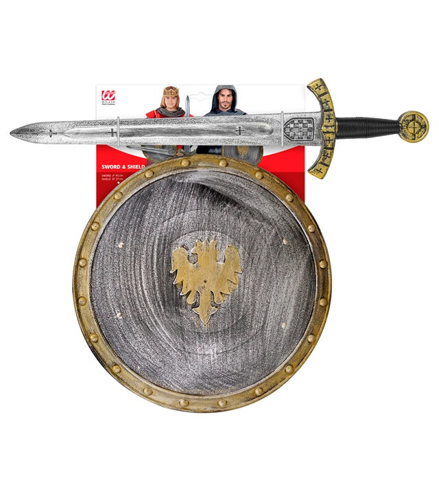 Mittelalterliches Schild und Schwert Set in Ritter-Design