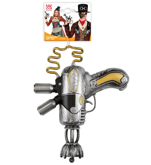 Steampunk Strahlenpistole 25 cm aus Kunststoff mit detailreichem Design
