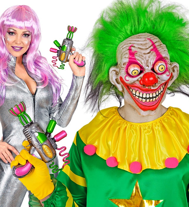 Killer Clown Strahlpistole 25 cm als gruseliges Fasnacht-Accessoire