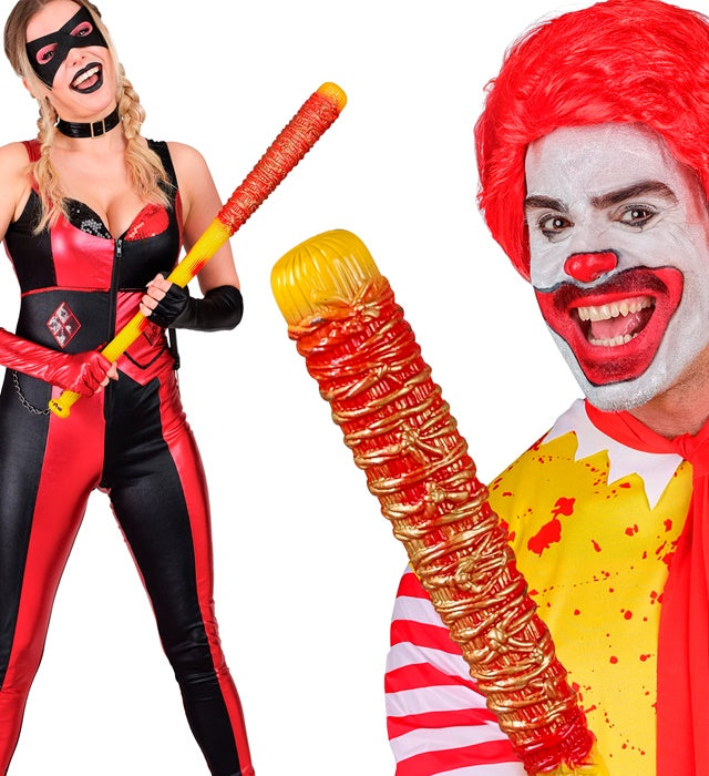 Baseballschläger 75 cm mit Stacheldraht fürs Fasnachtskostüm