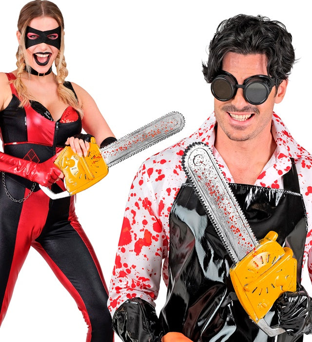 Blutige Kettensäge 54 cm als Halloween- und Fasnachtsrequisite