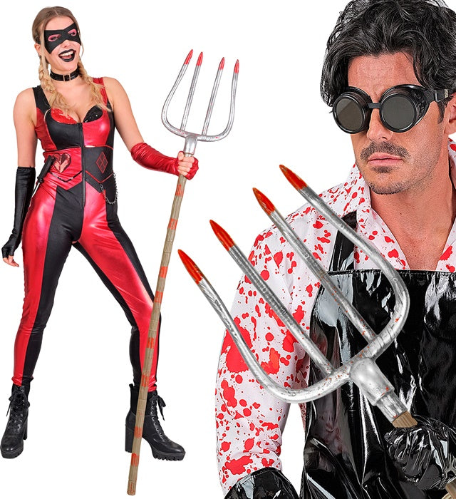 Blutige zerlegbare Heugabel 155 cm als Halloween-Deko