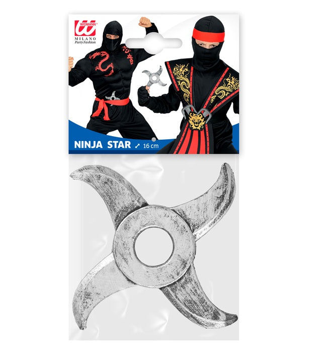 Ninja Wurfstern 16 cm – schwarzer Wurfstern als Fasnachts-Accessoire