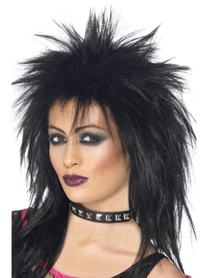 Smiffys Rock Diva Wig, Black für Damen
