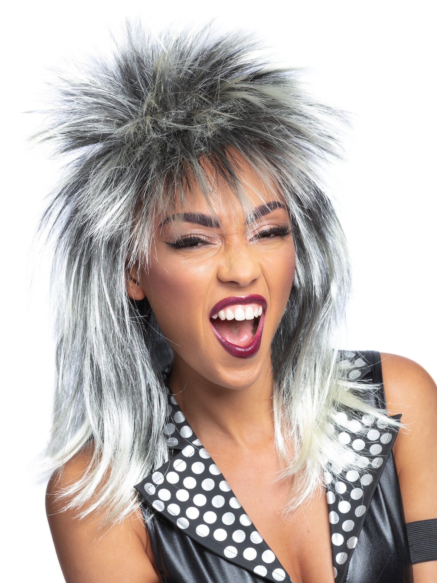 Smiffys Rock Diva Wig, Two Tone für Damen