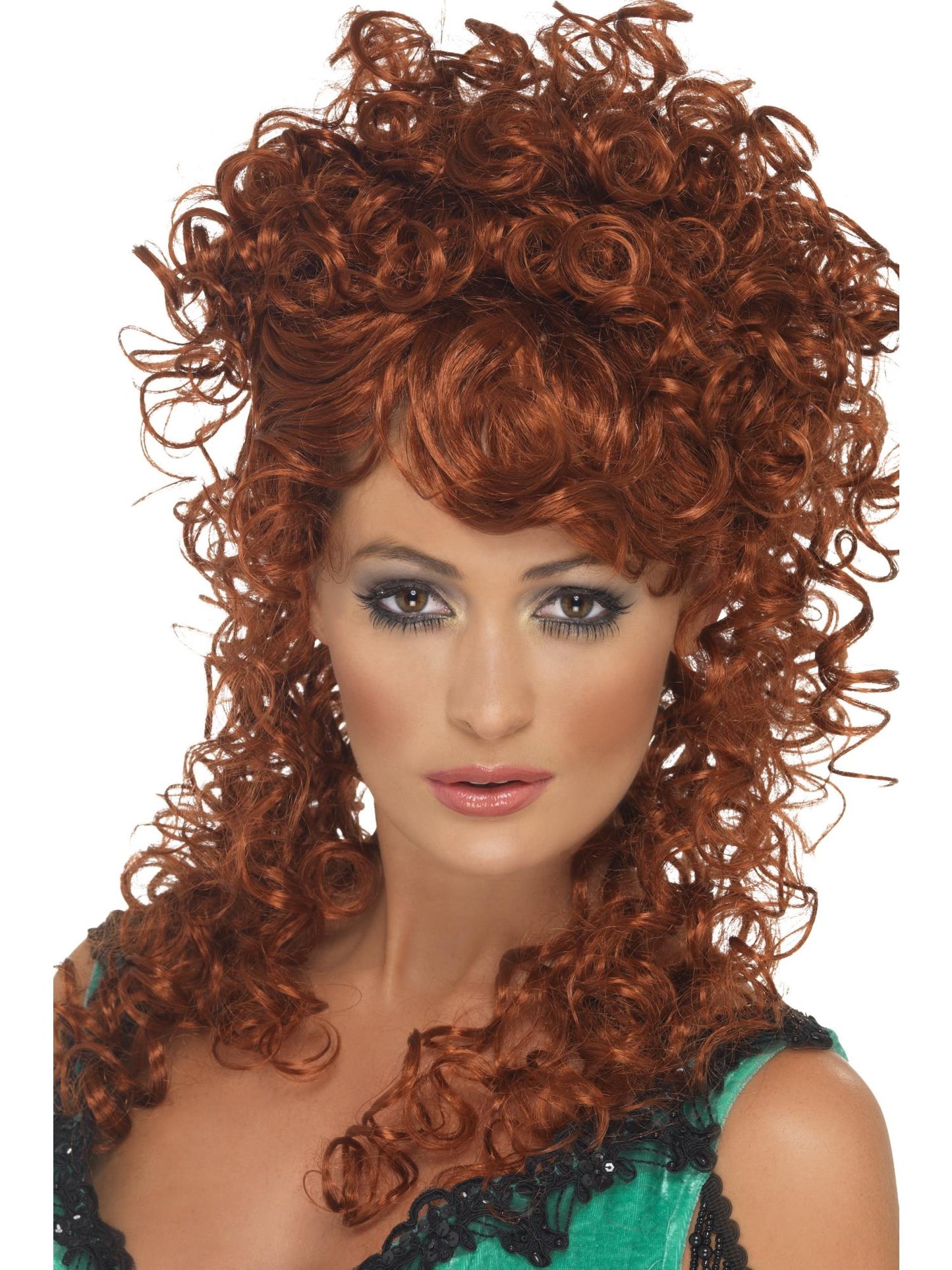 Smiffys Saloon Girl Wig, Auburn für Damen