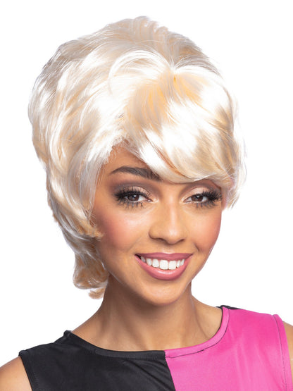 Smiffys schwarze 1960s Beehive-Perücke für Damen – Seitenansicht