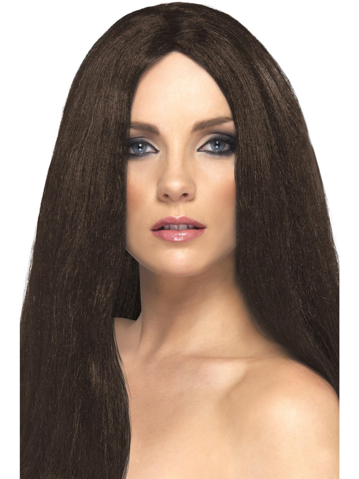 Smiffys Star Style Peruecke blond fuer Damen, lang und glatt, 44 cm – Seitenansicht