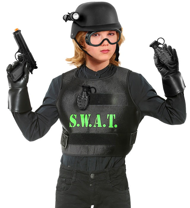S.W.A.T. Einsatz-Set mit Helm, taktischer Brille, Taschenlampe und Spielzeugwaffen