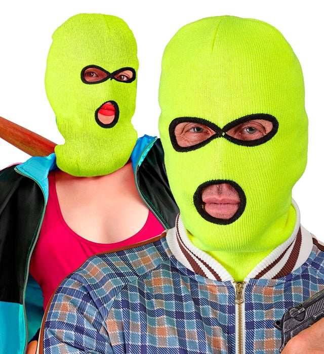 Neon gelbe Balaclava Maske für Fasnacht und Karneval