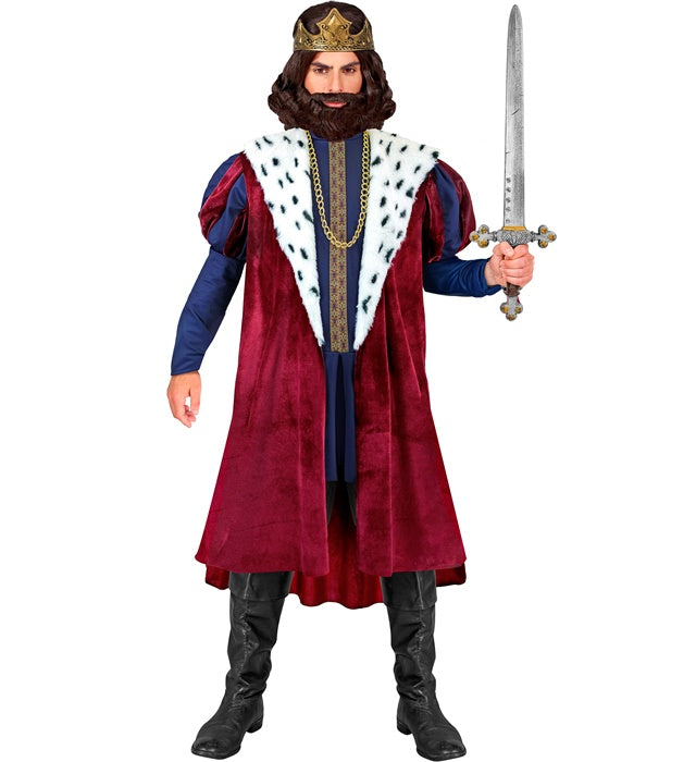 Königs-Kostüm mit Jacke, ärmellosem Mantel, Kette und Krone für Fasnacht