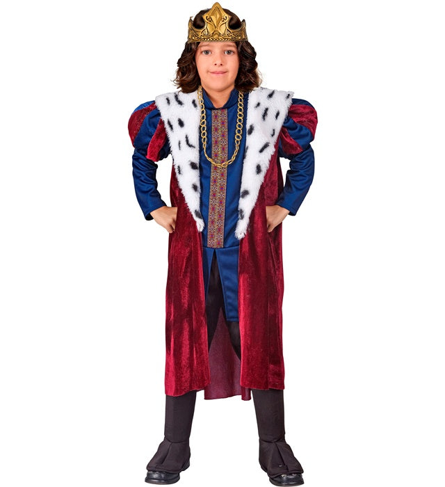 Königskostüm mit ärmellosem Mantel, Krone und Kette für Fasnacht