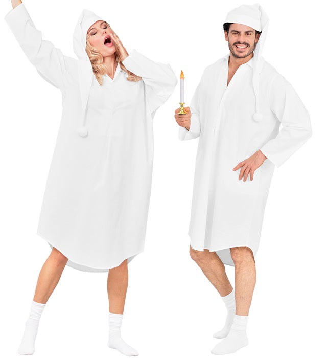 Weiches Nachtkleid mit passender Schlafmütze für Fasnacht