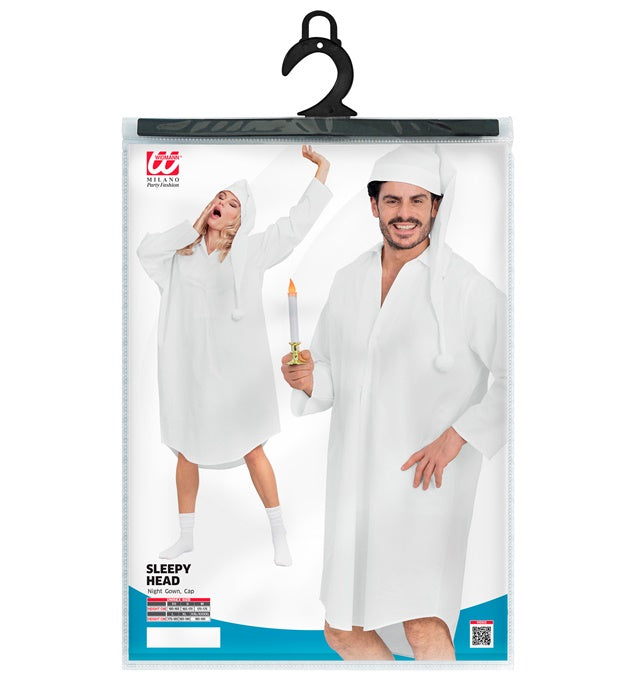 Weiches Nachtkleid mit passender Schlafmütze für Fasnacht