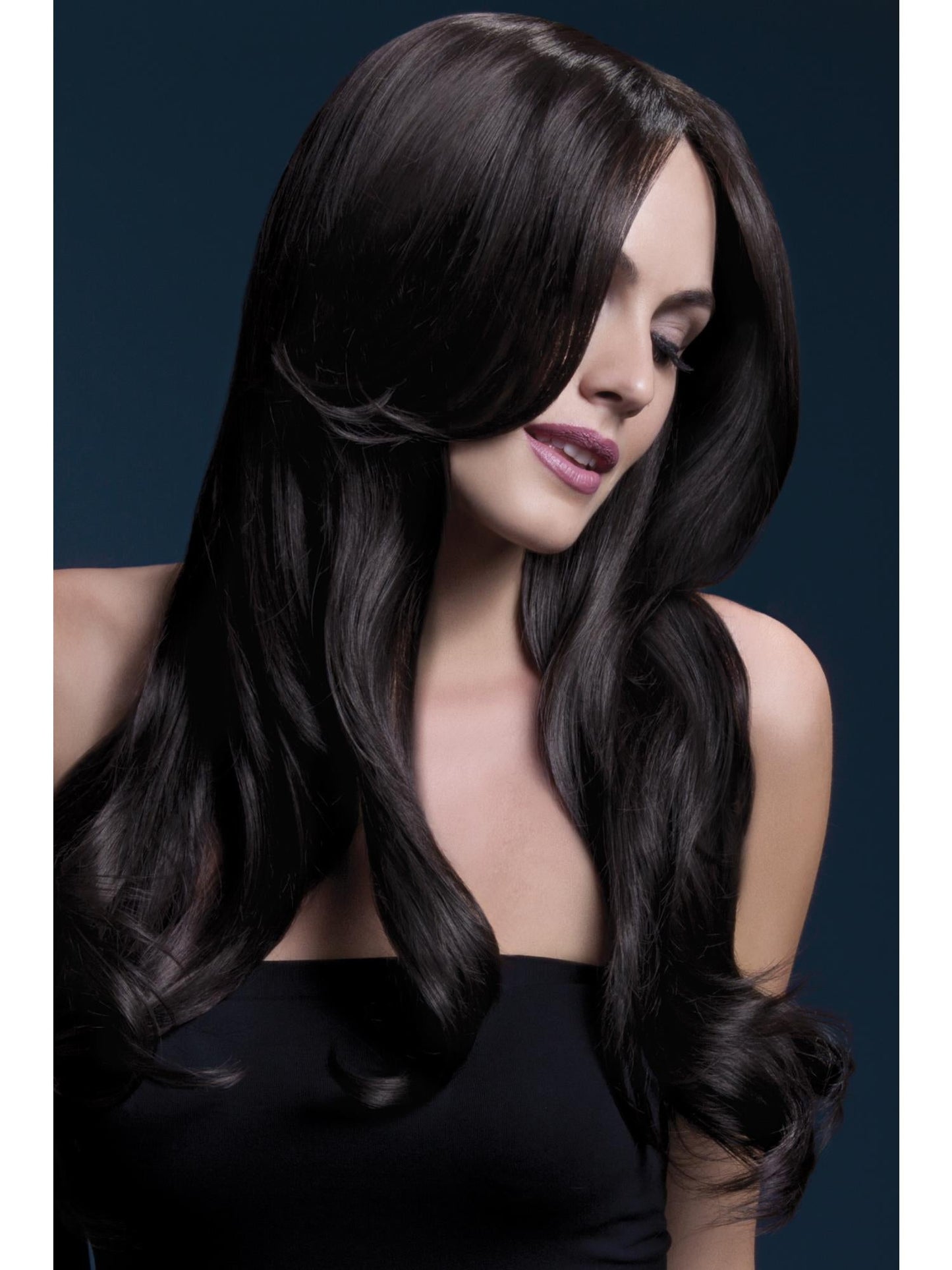 Smiffys Fever Khloe Wig, Black für Damen