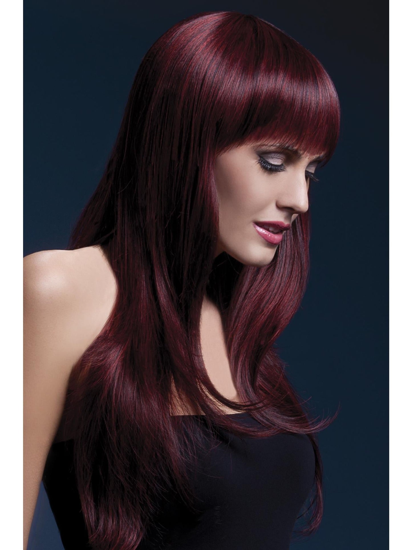 Smiffys Fever Sienna Wig, Black Cherry für Damen