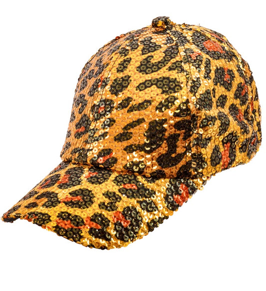 PAILLETTEN BASECAP IN LEOPARDENMUSTER Gold