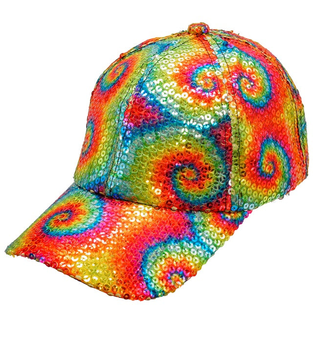 PAILLETTEN BASECAP IN TIE-DYE MUSTER Regenbogen