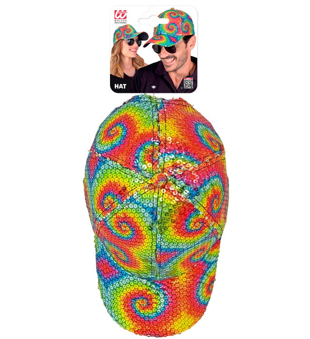 PAILLETTEN BASECAP IN TIE-DYE MUSTER Regenbogen