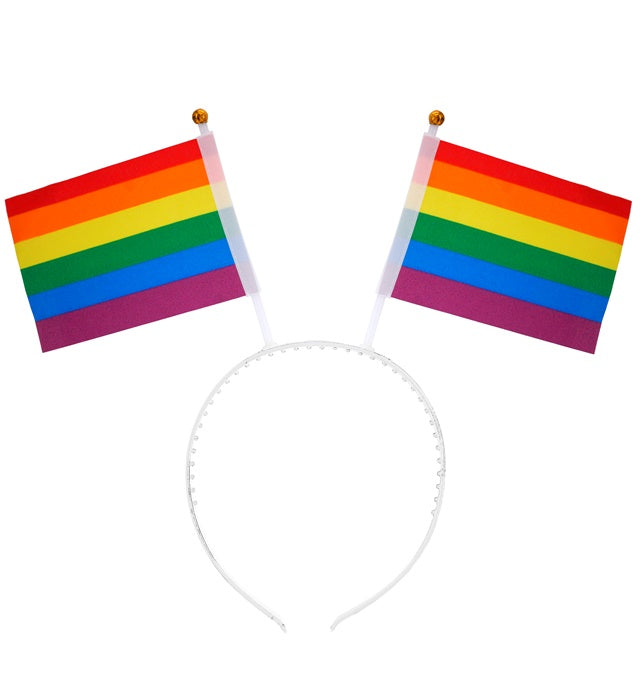 Kinder Haarreif mit bunten Regenbogen Fähnchen für Fasnacht und Karneval