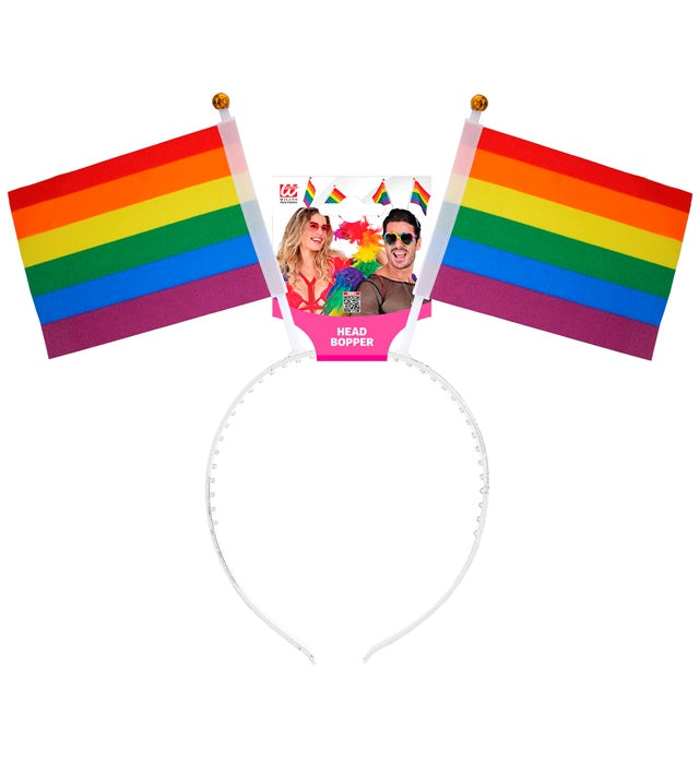 Kinder Haarreif mit bunten Regenbogen Fähnchen für Fasnacht und Karneval