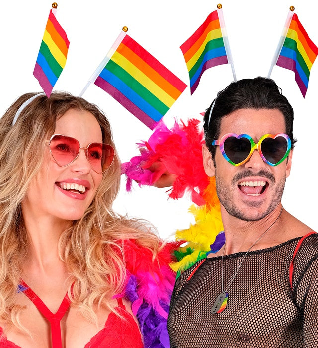 Kinder Haarreif mit bunten Regenbogen Fähnchen für Fasnacht und Karneval