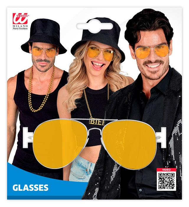 Brille mit gelben Gläsern für Fasnacht und Karneval