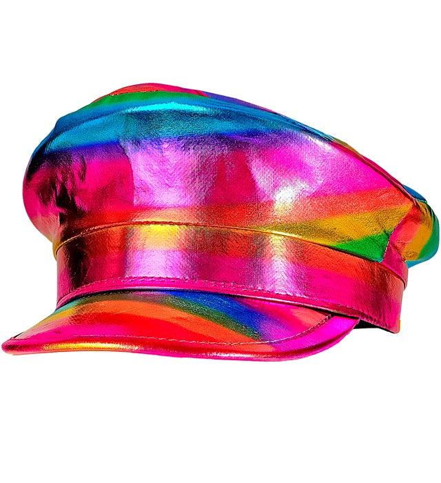 Regenbogen Kapitänsmütze mit buntem Design für Fasnacht und Karneval
