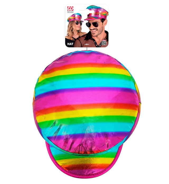 Regenbogen Kapitänsmütze mit buntem Design für Fasnacht und Karneval