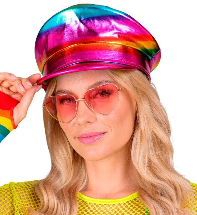 Regenbogen Kapitänsmütze mit buntem Design für Fasnacht und Karneval