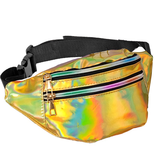 Goldene holografische Gürteltasche mit verstellbarem Gürtel